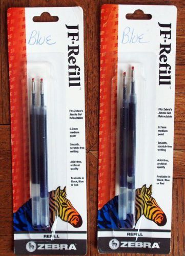 ZEBRA PEN REFILL 0.7mm BLUE or BLACK  (4 pcs) 87022 Jimmie Gel Airfit Kendo JF