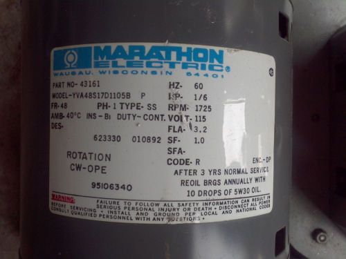 Marathon electric motor taken off of a curtis model 1000 key machine. 1/6 hp for sale