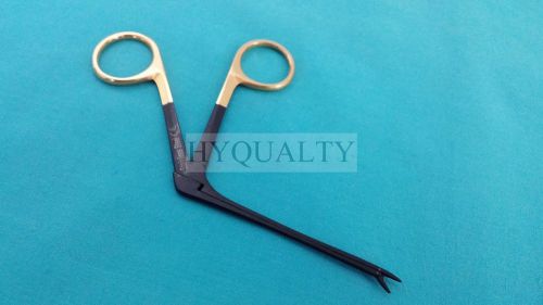 GOLD HANDLE BLACK COATED HARTMAN ALLIGATOR MICRO TIP FORCEPS 3.5&#034; SERRATED JAWS