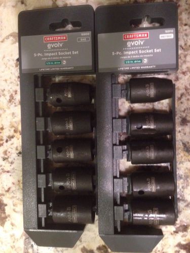 BRAND NEW (10) PC CRAFTSMAN EVOLV 1/2 &#034; Impact Socket Set SAE/Metric 16900/16910