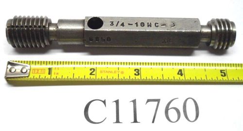 DETROIT T&amp;T THREAD PLUG GAGE 3/4-10 NC-3 GO PD .6850 NO GO PD .6895 LOT C11760