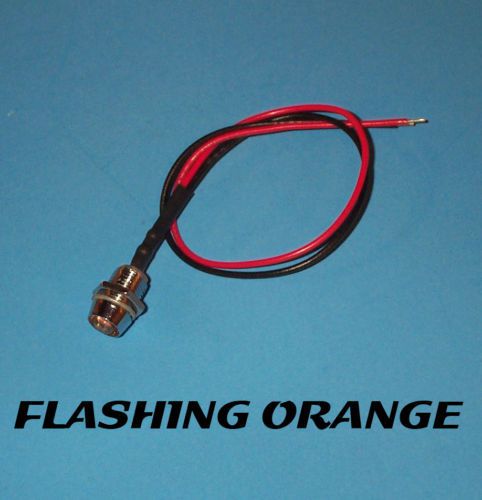 FLASHING LED - 5mm PRE WIRED 12V CHROME BEZEL - ORANGE