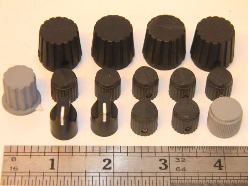 AIRCRAFT-AVIONICS-AEROSPACE ELECTRONIC STYLE KNOBS, LOT OF 15pcs 1/8&#034;SHAFT MOUNT