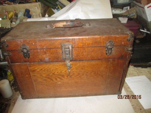 MACHINIST  LATHE MILL VINTAGE Oak Machinist Tool Box  m