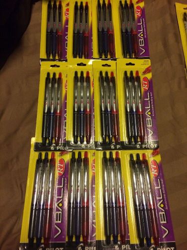 36-pilot v-ball liquid ink rollerball rt pens, fine point assorted ink new! for sale