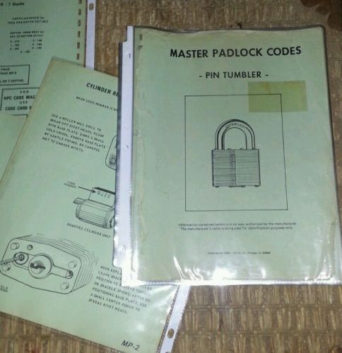 Vintage locksmith MASTER PADLOCK  CODES -PIN TUMBLER - 1969 HPC