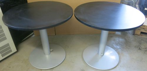 2x Black 800mm Height Adjustable 720mm-1130mm Circular Meeting/Reception Table