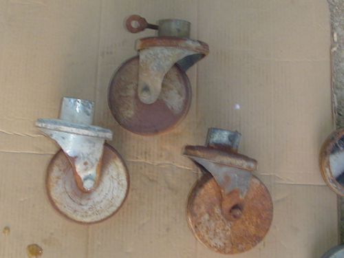 Lot of 3 all steel scaffold caster wheels 6&#034; x 1 3/4&#034; swivel 2&#034; 1 3/4&#034; socket for sale