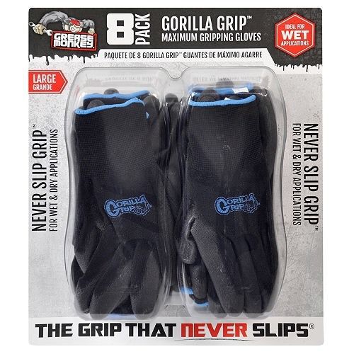 Grease Monkey Gorilla Grip Pal (8 pk) Washable,No Slip w/ Lubricants Auto