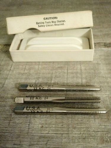 12 N.C. 24  HS Flutes Hand Tap Set Bottom Plug Taper USA new