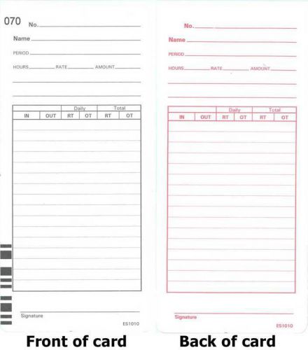 100 ES1010 TIME CARDS FOR ACROPRINT ES1000 CALCULATING TIME CLOCK (09-9111-000)