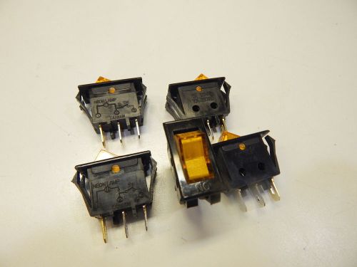 Amber lamped rocker switch 120vac 15 amp - you get 5 pieces for sale