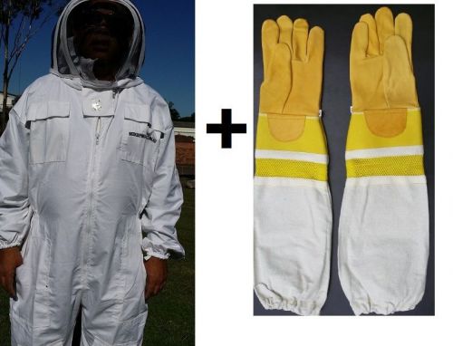 BEEKEEPING SUIT BEE SUIT HEAVY DUTY &amp; LEATHER VENTILATED BEEKEEPING GLOVES