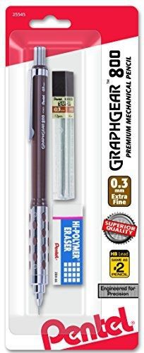 Pentel graph gear 800 mechanical drafting pencil, 0.3mm, brown barrel with lead for sale