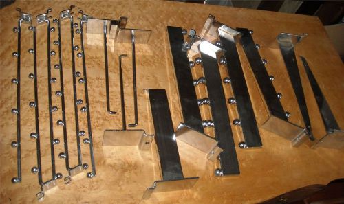 Slatwall ASSORTED Chrome DISPLAY-WATERFALL, PEG, BRACKETS 16 PIECES