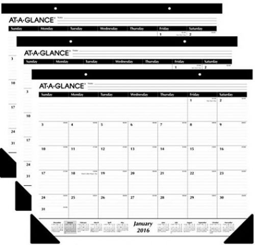 AT-A-GLANCE Monthly Desk Pad Calendar 2016, Ruled, 21-3/4 X 16 Inches, 3-PACK