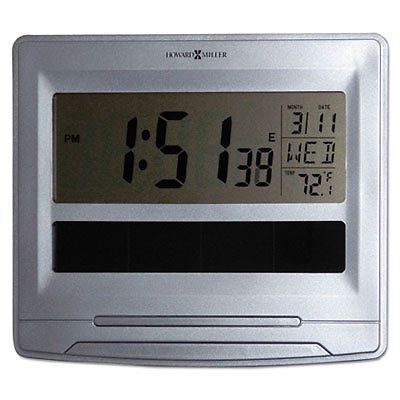 Solar Tech Desk/Wall Clock, 8 1/2 x 7 1/2, Satin Silver, Sold as 1 Each