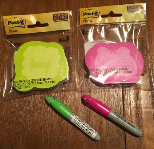 2 Pkgs ~NEW~ *Post It Notes *Super Sticky* Unique Shapes* and 2 Sharpie