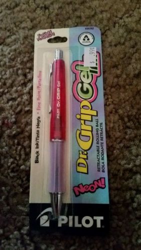 Pilot Dr. Grip Neon Gel-Rollerball, Fusion Fuchsia Pink Barrel Black Ink New