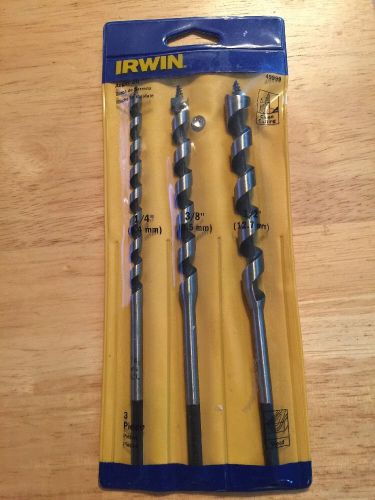 Irwin 3 Pc Auger Bit Set 1/2 3/8 1/4&#034;