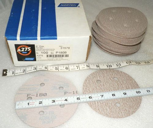 5-hole speed grip 5&#034; sanding discs 180 grit p180b champagne 100 pc norton  31579 for sale