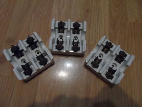 Lot of 3 Vintage Porcelain Cartridge Fuse Blocks.  30A/250V  Retro/Steampunk