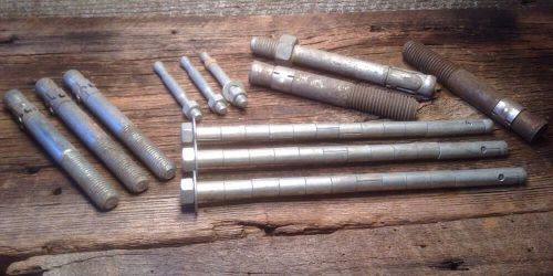 Lot Of (12) Random Stud Bolt Anchors Various Sizes And Lengths Grab Bag Metal