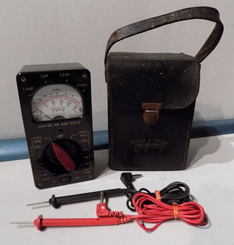 VINTAGE RARE TRIPLETT MODEL 666-R OHMS ELECTRICAL MULTI METER W/CASE BAKELITE NR