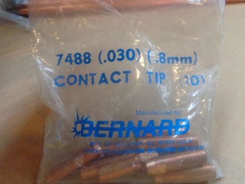 50-pk Contact Tip 7488 (0.030&#034;) for Bernard MIG Welding Gun Ship from U.S.A.