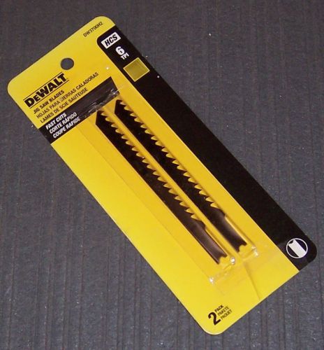 2 pkDEWALT DW3700H2 4&#034; 6 TPI U-Shank Fast/Rough Wood Cutting HCS Jig Saw Blade