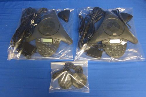 Lot (2) cisco polycom cp-7936 ip conference station with power triangle &amp; cables for sale