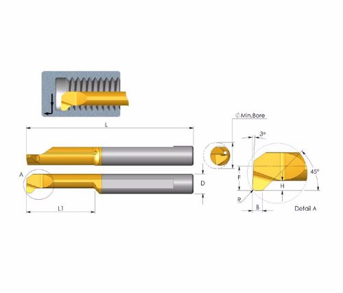 Carmex mdr thread relief chamfering, grooving solid carbide bar (picco) for sale