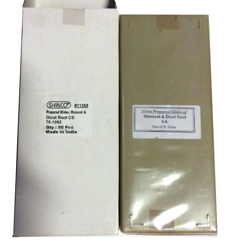 SHINCO 11368 Prepared Slides, Monocot &amp; Dicot Root CS 70-1092 Qty 50 pieces