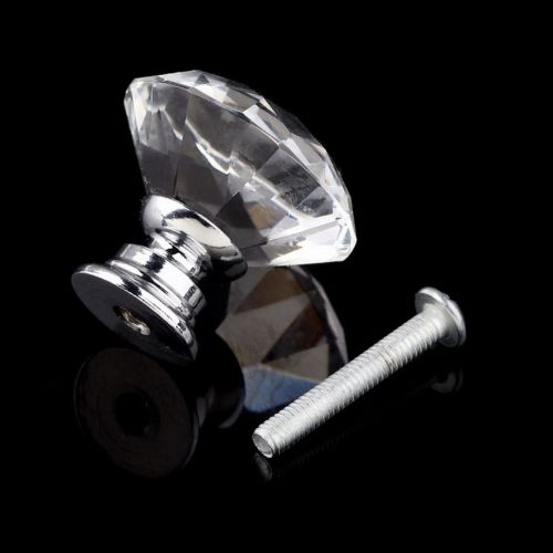 10Pcs 30mm Diamond Shape Crystal Glass Knob Cupboard Drawer Pull Handle New S3