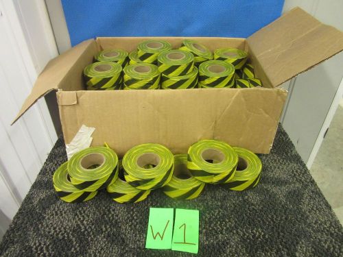 60 ROLLS HAZARD MARKING FLAG TAPE BLACK YELLOW PLASTIC SURVEY WARNING MILITARY