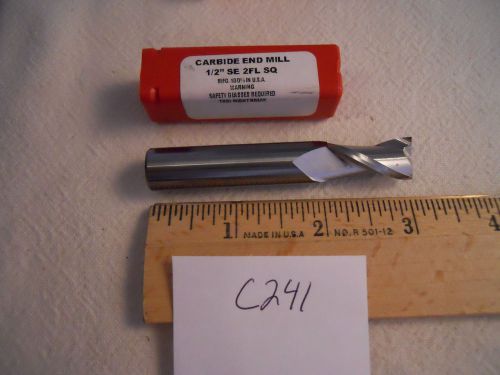 1 NEW SOLID CARBIDE ENDMILLS 1/2&#034; SHANK. 1/2&#034; DIAMETER. 2 FLUTE USA    (C241)