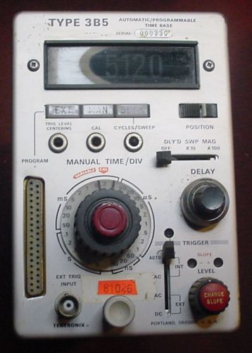 Tektronix 3B5 is a time base plug-in for 560-series scopes.