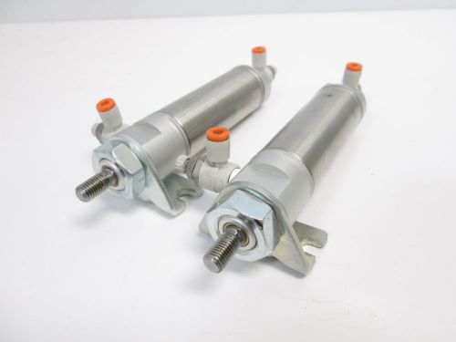 Lot of 2 SMC NCMB106-0150 Pneumatic Cylinders, 1.5&#034; Stroke, 1/8&#034; NPT, 250PSI Max