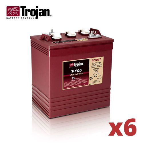 Lot of 6 trojan t-105 6v 225ah deep cycle batteries for golf carts &amp; scrubbers for sale