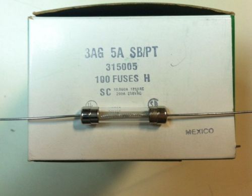 Littlefuse 315005 Fuse 5 Amp 3 AG Slow Blow with Pigtails 100 PCS