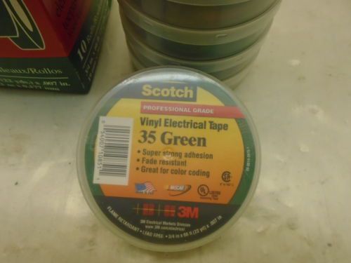 (10) 3m | scotch 35 | electrical tape | 3/4&#034; x 66&#039; x 0.007&#034; | green for sale