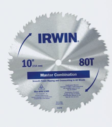 IRWIN Tools Steel Table / Miter Circular Saw Blade, 10-Inch, 80 Tooth (11270ZR)