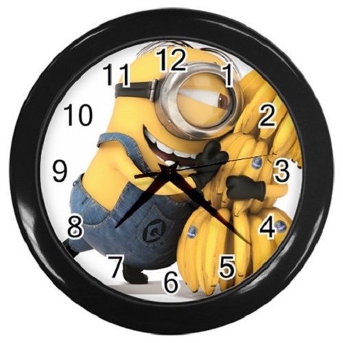 Cute Minion Banana Despicable Me 2 Minion Wall Clock (Black) Free Shipping