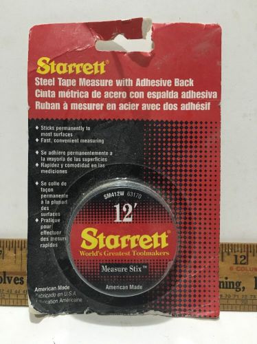 Nos starrett measure stix sm412w steel white measure tape with adhesive backing for sale