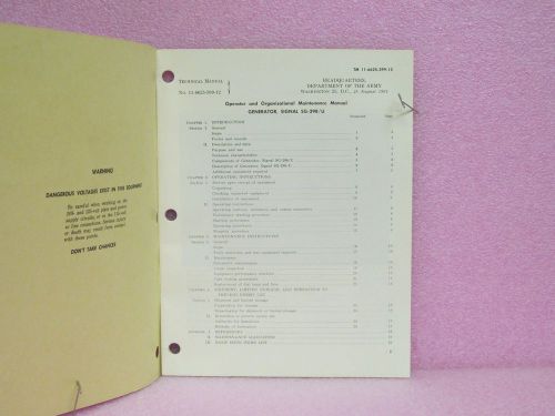 Military Manual SG-298/U Signal Generator Operator &amp; Organization Maint. Man.