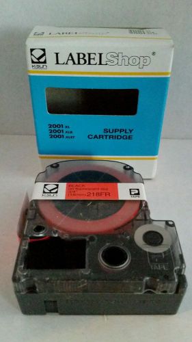 K-SUN 218FR BLACK ON FLUORESCENT RED LABELSHOP LABEL TAPE 3/4&#034; CARTRIDGE