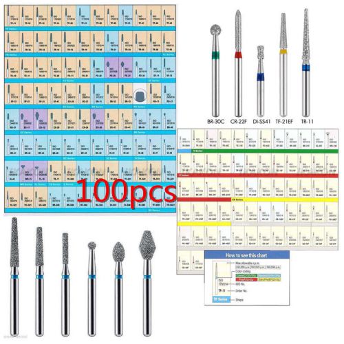 100&amp;dental diamond burs flat-end medium fg 1.6mm for high speed handpiece+test++ for sale