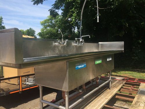 Stainless Commercial 3 Compartment Sink W/Drain Boards Faucets And Copper Lines