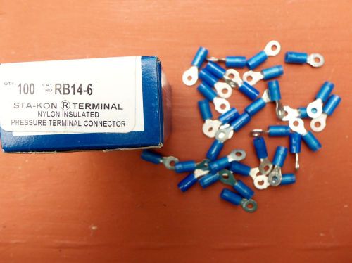 Box/70 Thomas &amp; Betts Sta-Kon RB14-6 Ring Terminal Connector 18-14AWG Nylon New