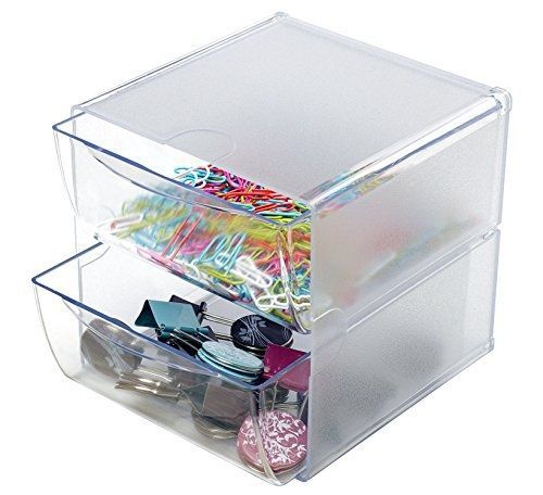 Deflecto Stackable Cube Organizer, Two Drawer (350101CR)